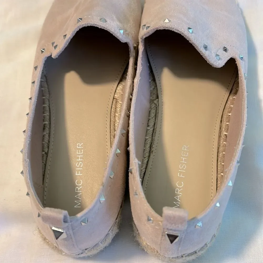 Ladies Marc Fisher Pink Suede Rockstud Espadrilles Size 9.5